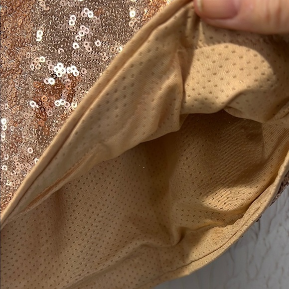 Sequin Champagne color Women's pull on high waisted Shorts size medium NWT - Picture 7 of 10